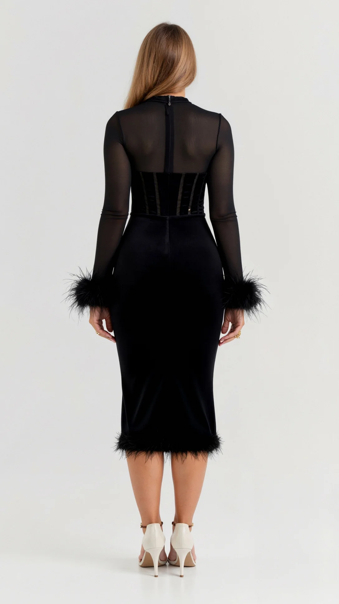 Sabine Black Midi Dress - Nextleian